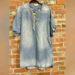 Anthropologie Cloth & Stone Chambray 100% Tencel Dress Size XS